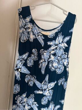 Sleeveless Navy Blue Floral Maxi Dress